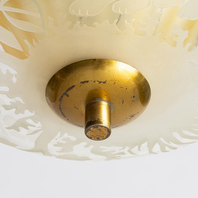 Birger Ekman, a Swedish Modern ceiling lamp, Glössner Co, 1940s.