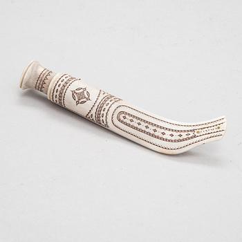 A horn knife / decoration knife signed Thore Sunna sami handicraft / duodji  from second half of the 20th century.