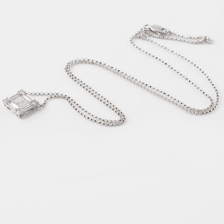 COLLIER, med baguette och briljantslipade diamanter ca 0.60 ct.