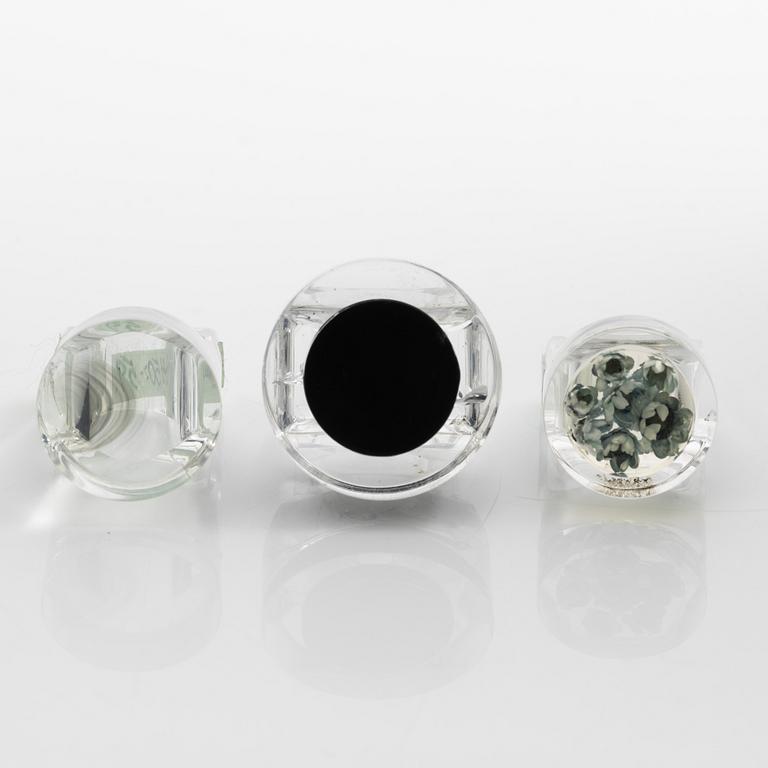 Siv Lagerström, three acrylic rings, 1970s.