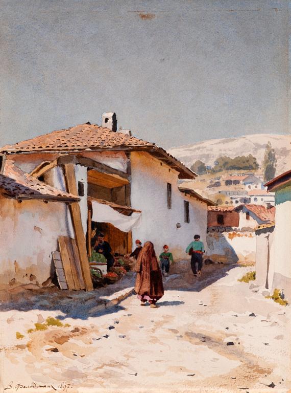 Valentin Avgustovic Feldman, VIEW FROM THE MOUNTAIN VILLAGE.