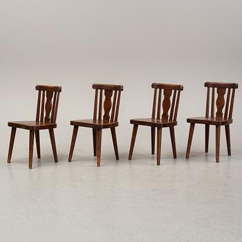 A set of four pine chairs, 1930's-40's.