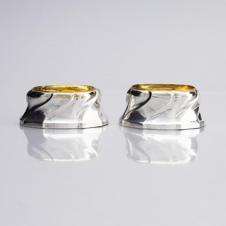 A pair of Swedish 18th century parcel-gilt salt-cellars, marks of Petter Friedrich Moldenhauer, Stockholm 1748.