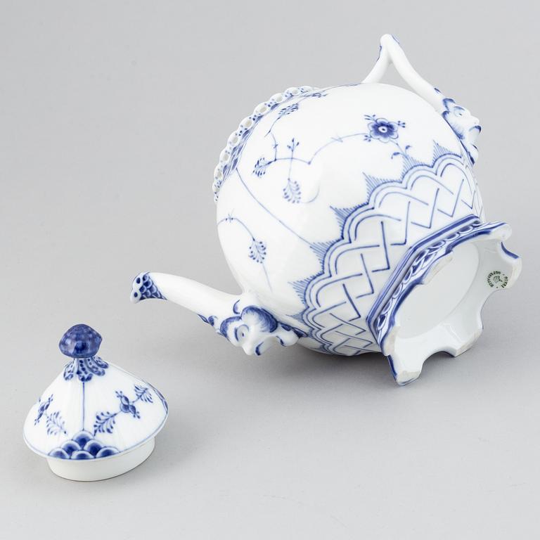 Royal Copenhagen, a '1118' 'Musselmalet Full Lace' porcelain teapot, Denmark.
