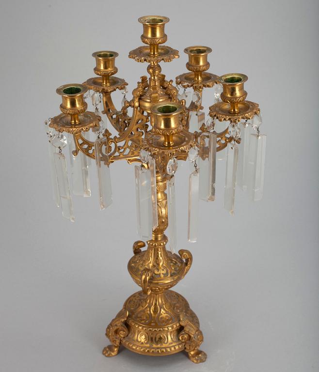 KANDELABER, förgylld brons, 1800-talets slut.