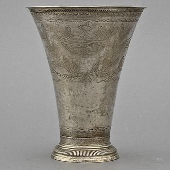 BÄGARE, silver, Samuel Lyberg, Borås, 1796. Vikt 465 g.