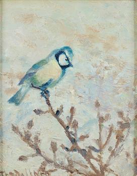 472. Thure Wallner, "Blåmes på gren" (Blue tit on a branch).