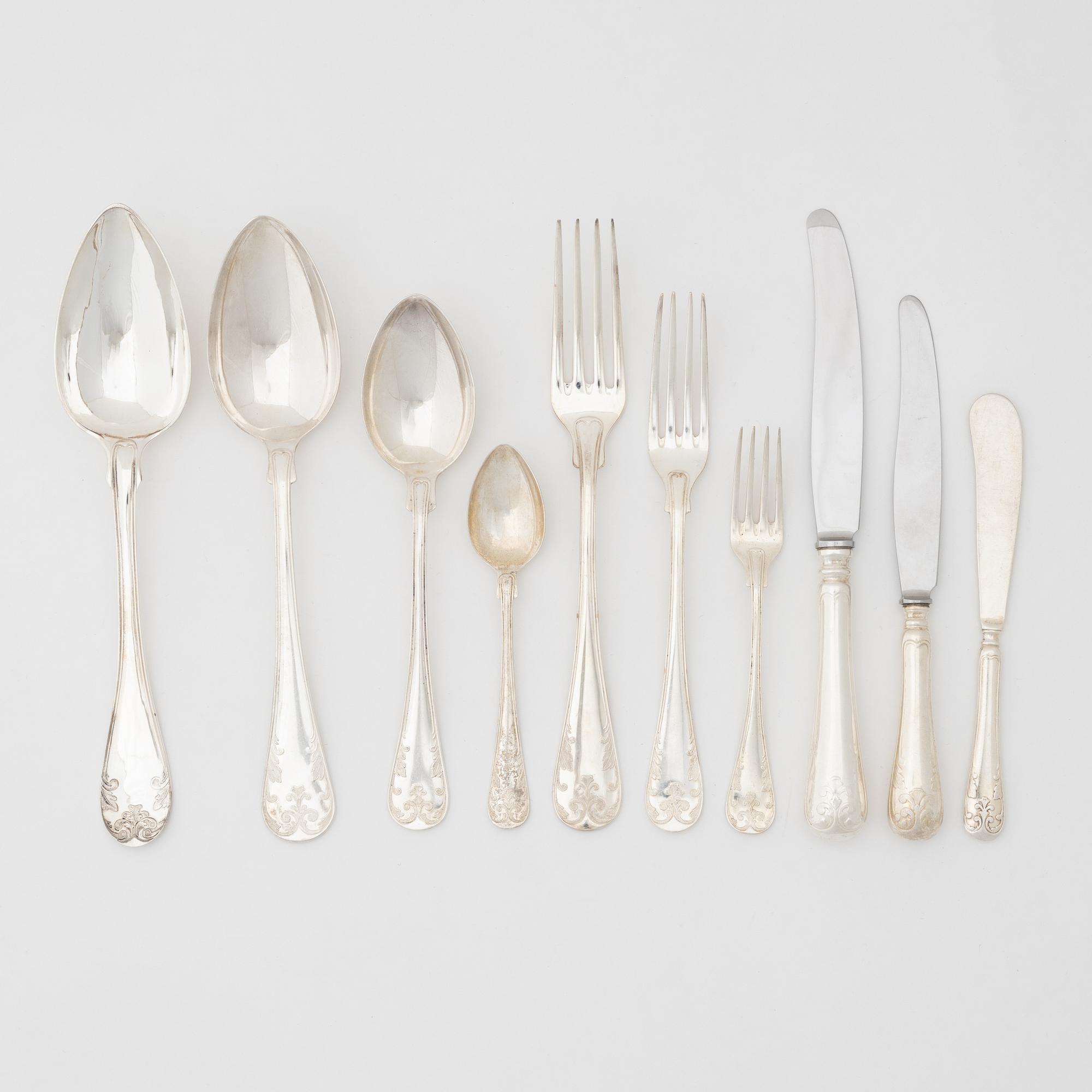 A 78-piece Swedish silver cutlery, including CG, Hallberg, Stockholm 1940.