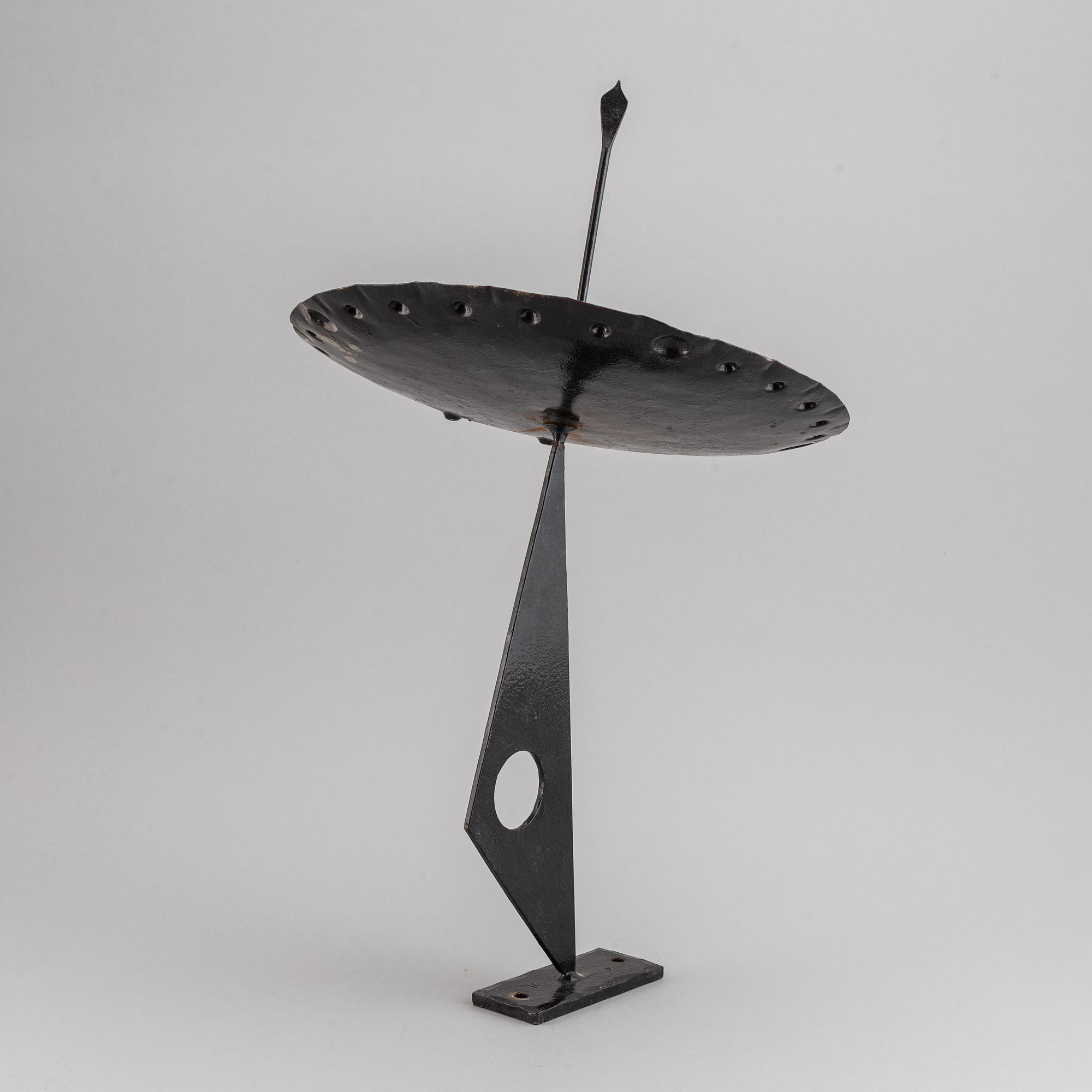 A 20th century painted metal sun dia, signed SLl.