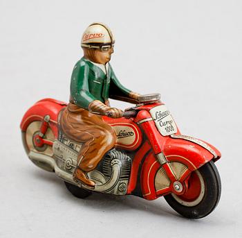 MOTORCYKEL, plåt, Curvo 1000, Schuco, 1940/50-tal.