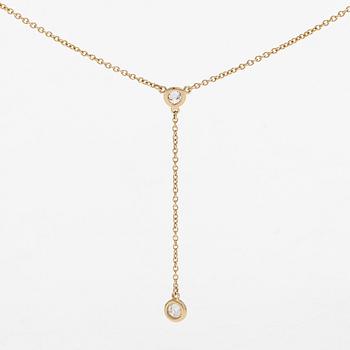 Tiffany & Co, Elsa Peretti, kaulakoru, "Diamonds by the Yard", 18K kultaa ja kaksi briljanttihiottua timanttia.