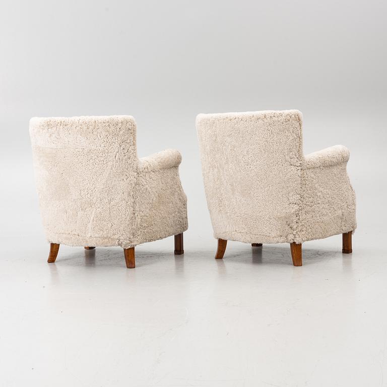 Pair of armchairs, Swedish Modern, mid-20th century.