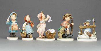 FIGURINER, 5 st, porslin, Goebel, Tyskland, 1900-tal.