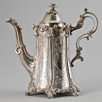 KAFFEKANNA, silver, Möllenborg Feron, Stockholm, 1851. Ca 590 gr.