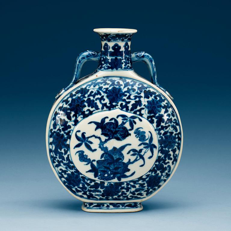 A Chinese blue and white Moonflask, with Qianlong sealmark, presumably Republic.