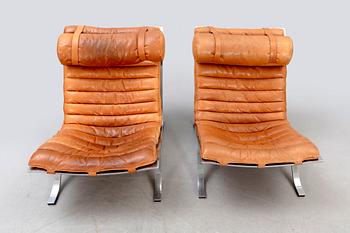Arne Norell, a pair of "Ari" leather easy chairs 1960/70s.