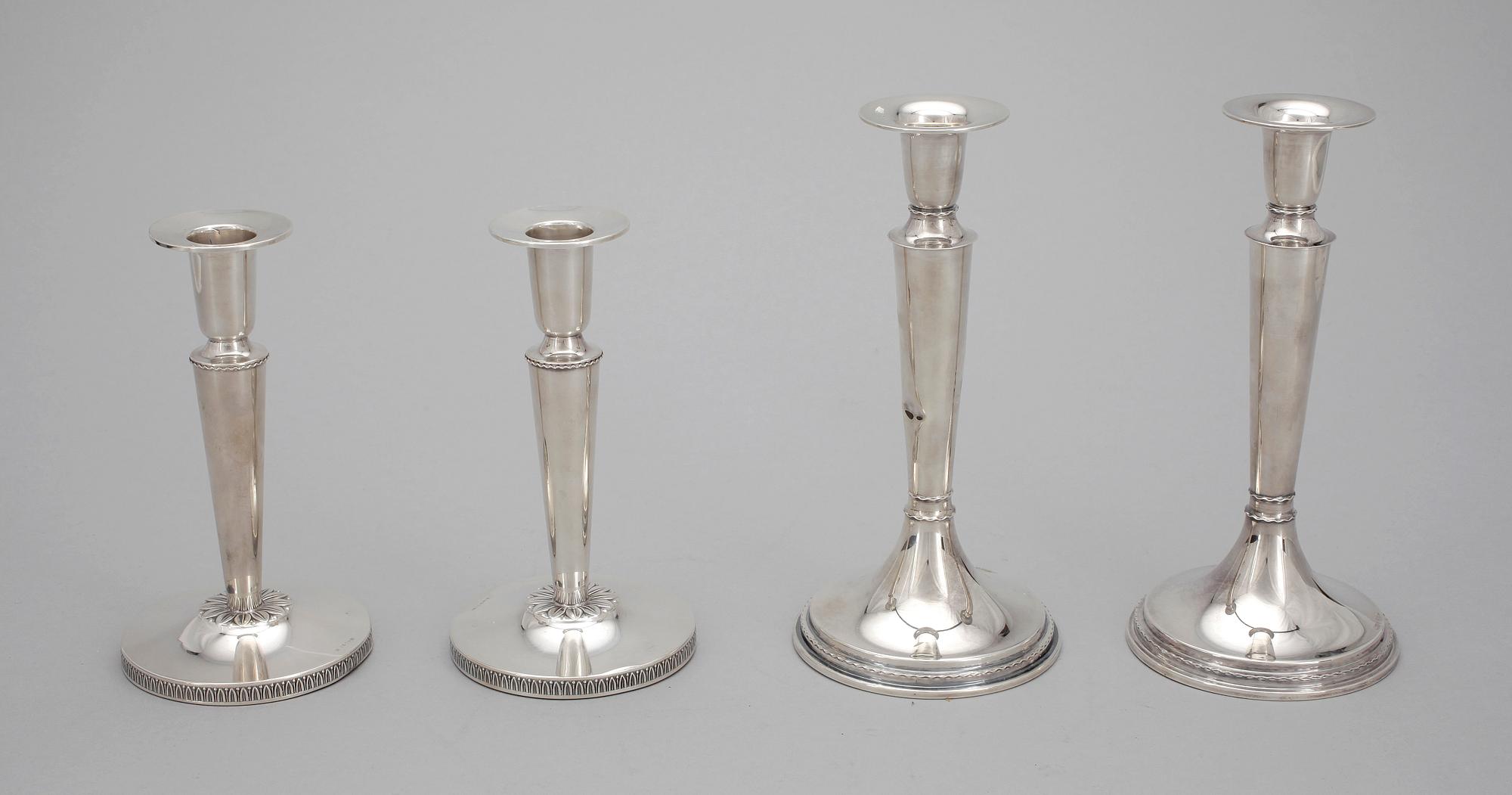 LJUSSTAKAR, 2 par, silver, bl.a. TESI Göteborg 1965 samt 1970.