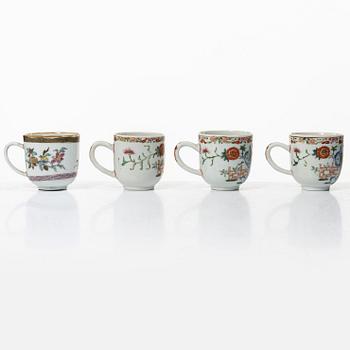 A group lot of 11 Chinese cups, Qing dynasty, Qianlong (1736-95).