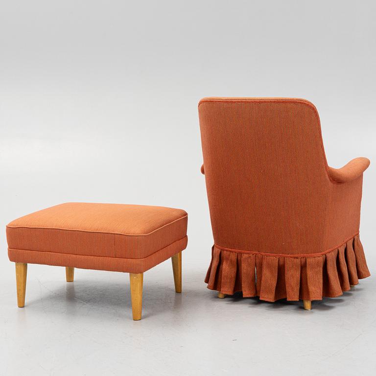 Carl Malmsten, a "Husmor" armchair with a "Farmor" ottoman, Sweden.