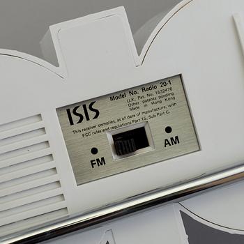 a plastic clock and radio from ISIS, USA, 1980's.