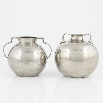 Two pewter vases, bearing the mark of GAB, Stockholm, 1935 and 1936.