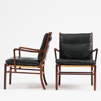 Ole Wanscher, an early pair of rosewood "Colonial Chair" model PJ 149, Poul Jeppesen, Denmark, ca. 1950.