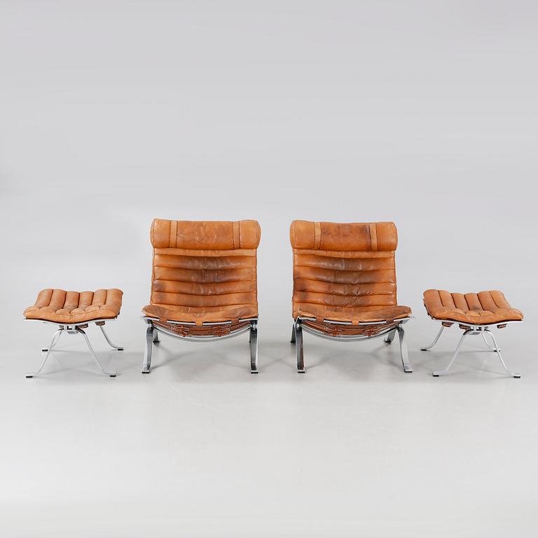 ARNE NORELL, fåtöljer, ett par med fotpallar, "Ari". Formgivna 1966.
