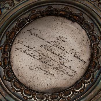 A Swedish 19th century parcel-gilt silver tazza/bowl,  mark of CG Hallberg, Stockholm 1883.