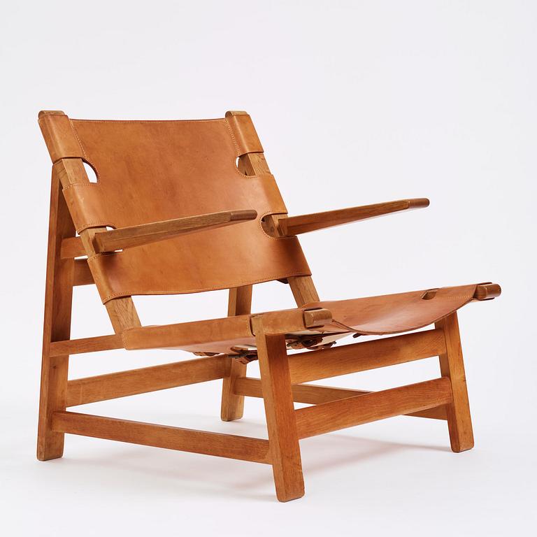 Børge Mogensen, an oak and natural brown leather easy chair model "2225", Fredericia Stolefabrik, Denmark, 1960s.