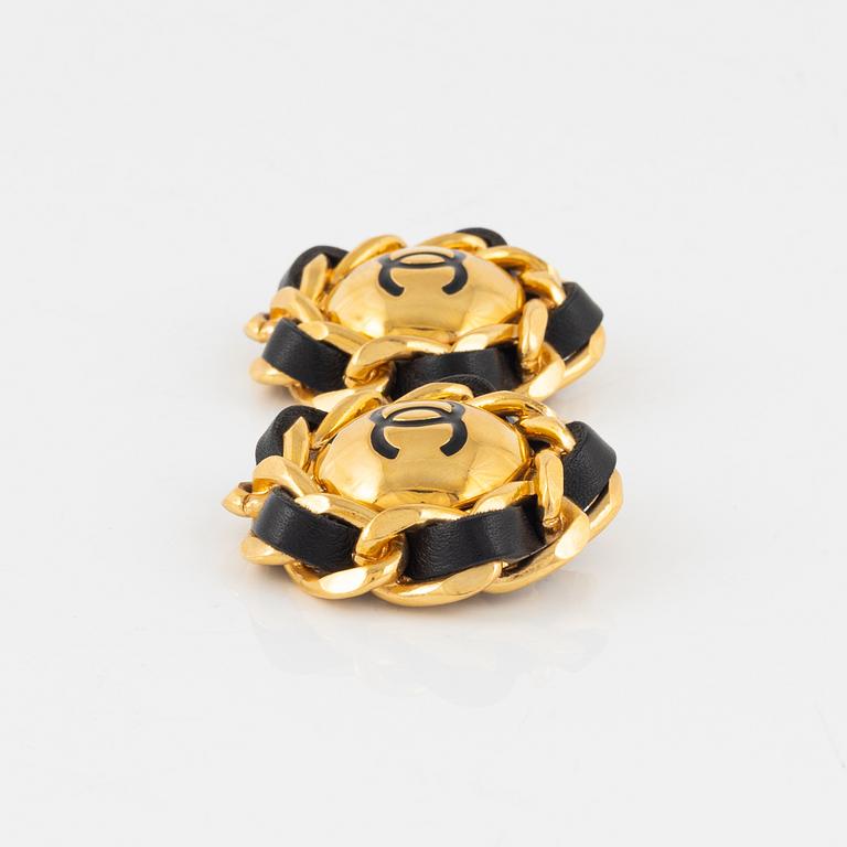 Chanel,  a pair of gold tone clip-on earrings, 1994.