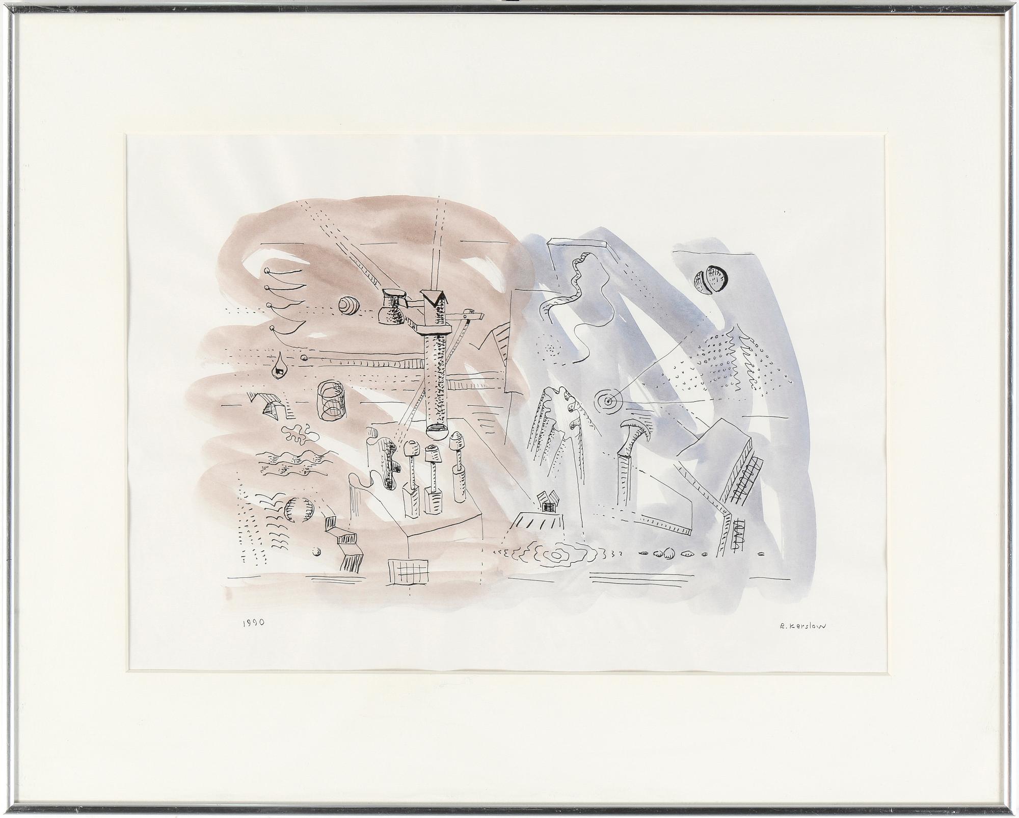 ROLF KERSLOW, akvarell, signerad och daterad 1990.