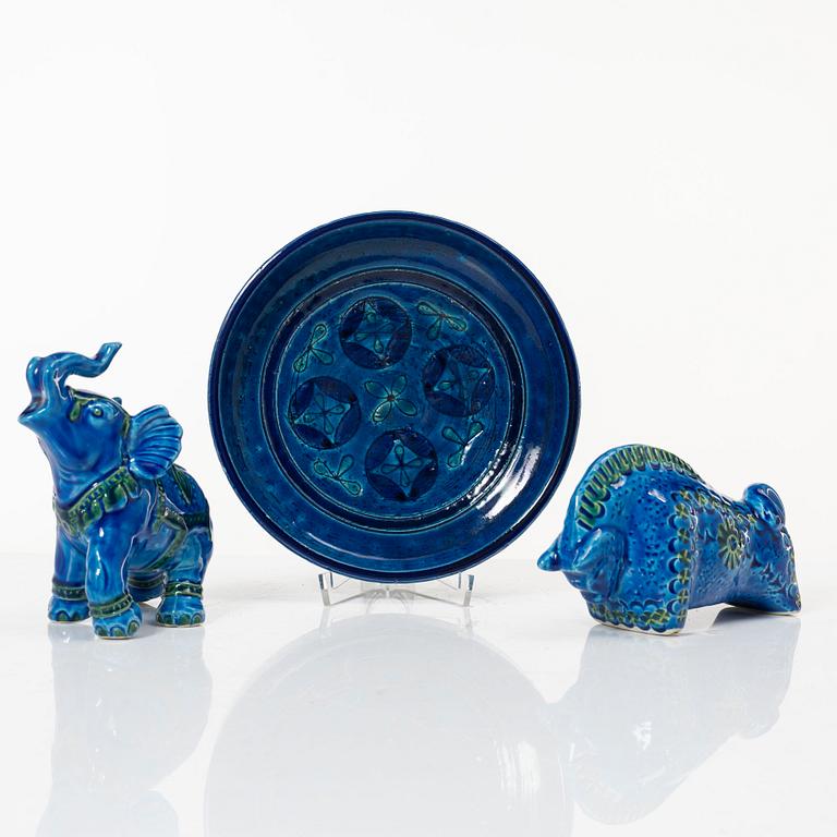 Aldo Londi, figurines 2 pcs, bowl, Bitossi, 1960s/70s.