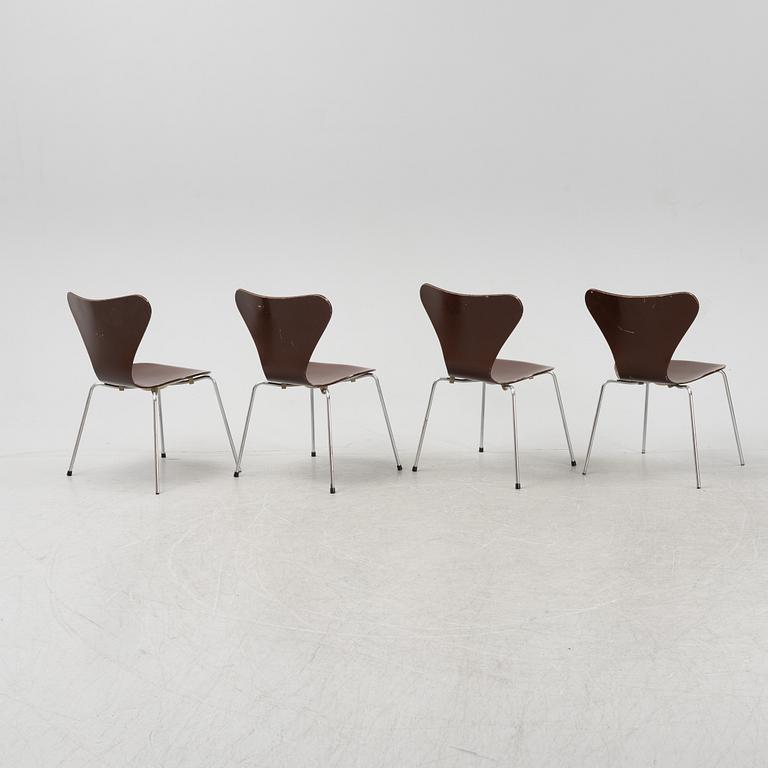 Arne Jacobsen, stolar, 4 st, "Sjuan", Fritz Hansen, Danmark, 1983.
