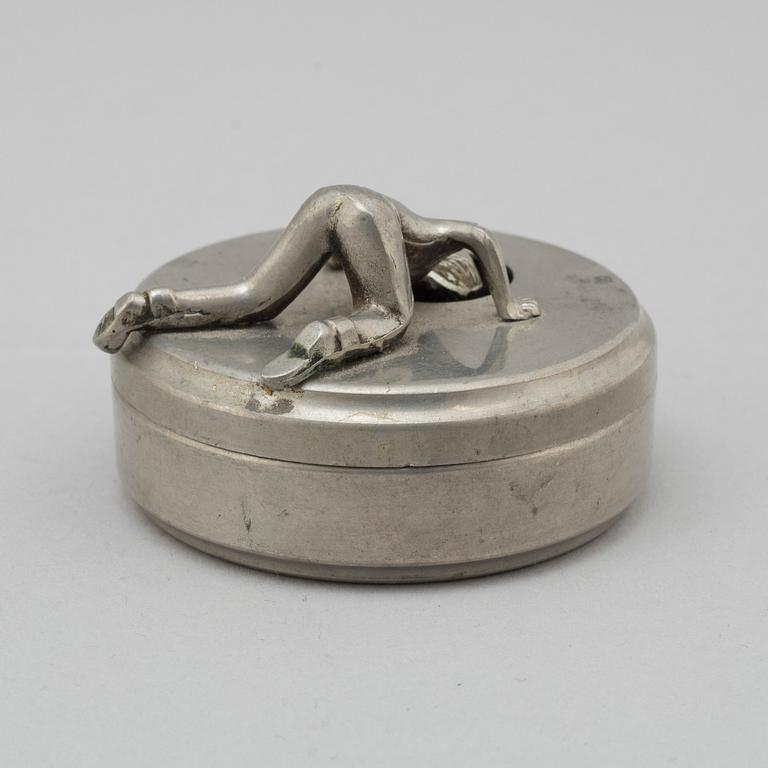 A PEWTER BUTTON BOX, 'Originell', Widerholm & Dahlberg, Eskilstuna.
