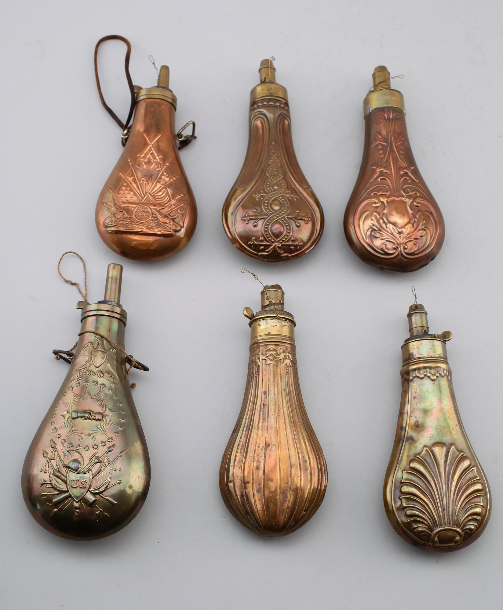 KRUTHORN, 6 st, koppar och mässing, 1800-/1900-tal.