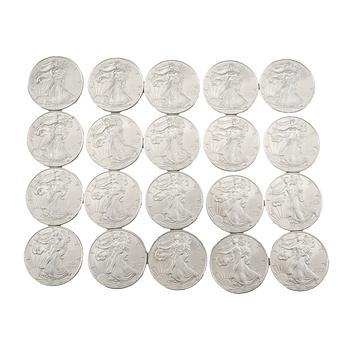 20 pcs 1 oz coins 999 silver.