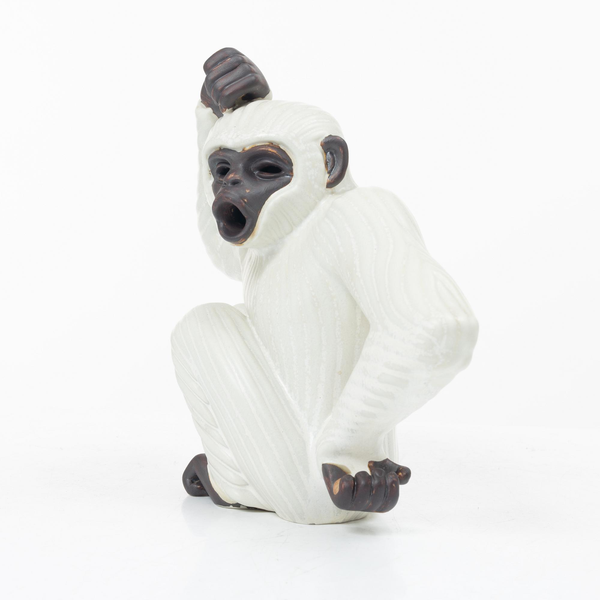 Gunnar Nylund, a figurine, in the form of a gibbon monkey, Rörstrand.