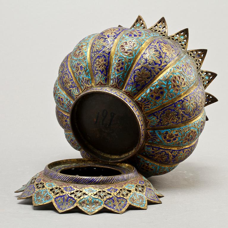 SKÅL på STÄLLNING, cloisonne, orientalisk, 1900-talets början.