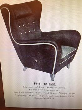 Olle Sjögren, an easy chair, model "800", OH Sjögren, Sweden, 1940-50s.