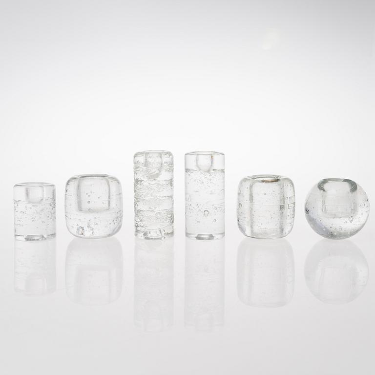 TIMO SARPANEVA, A set of six glass candleholders of the Arkipelago-series for Iittala.