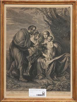 KOPPARSTICK, 2 st. Avdrag efter van Dyck resp C Maratti. 1700-tal.