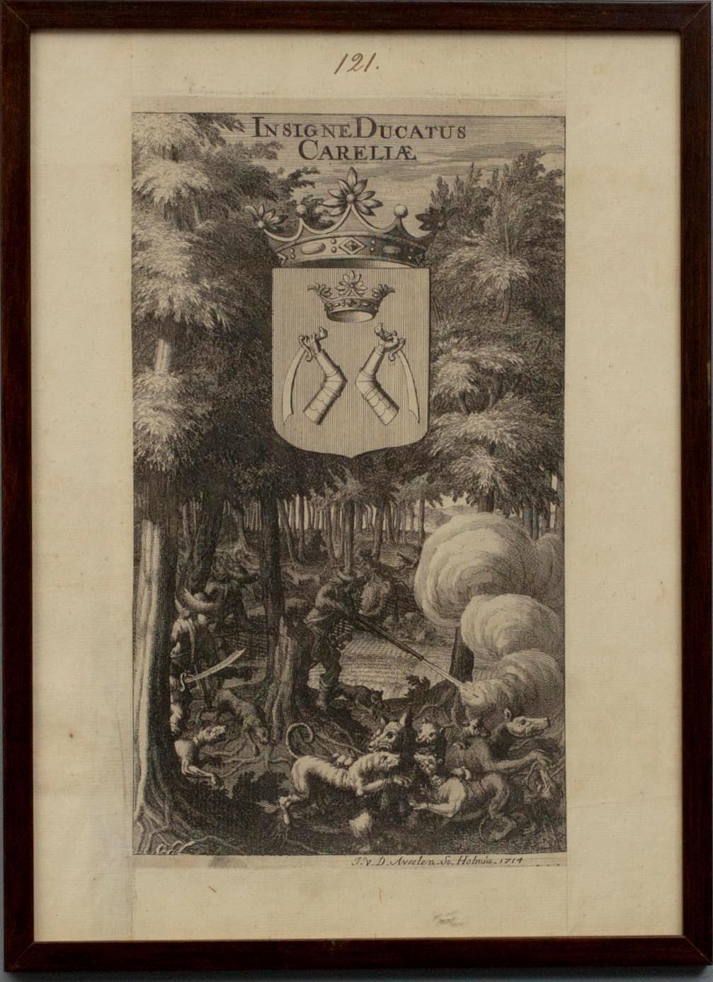 KOPPARSTICK, 3 st, 1700-talets början J.v.d. Aveelen. Ur "Suecia antiqua et hodierna".