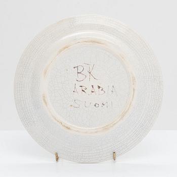 Birger Kaipiainen, tallrik, keramik, signerad BK Arabia Suomi.