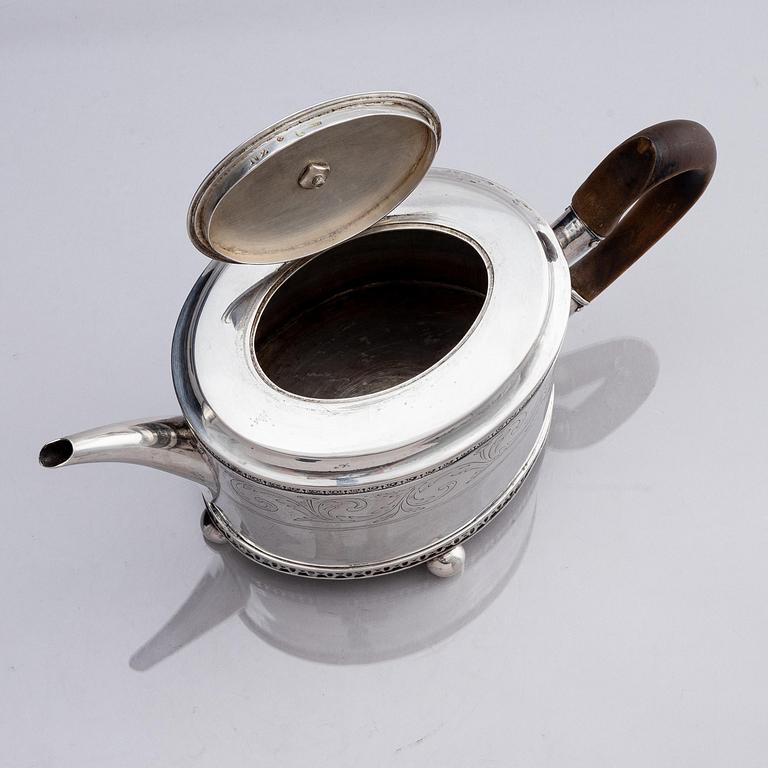 A Swedish 18th century silver tea-pot, mark of Mikael Nyberg, Stockholm 1795.