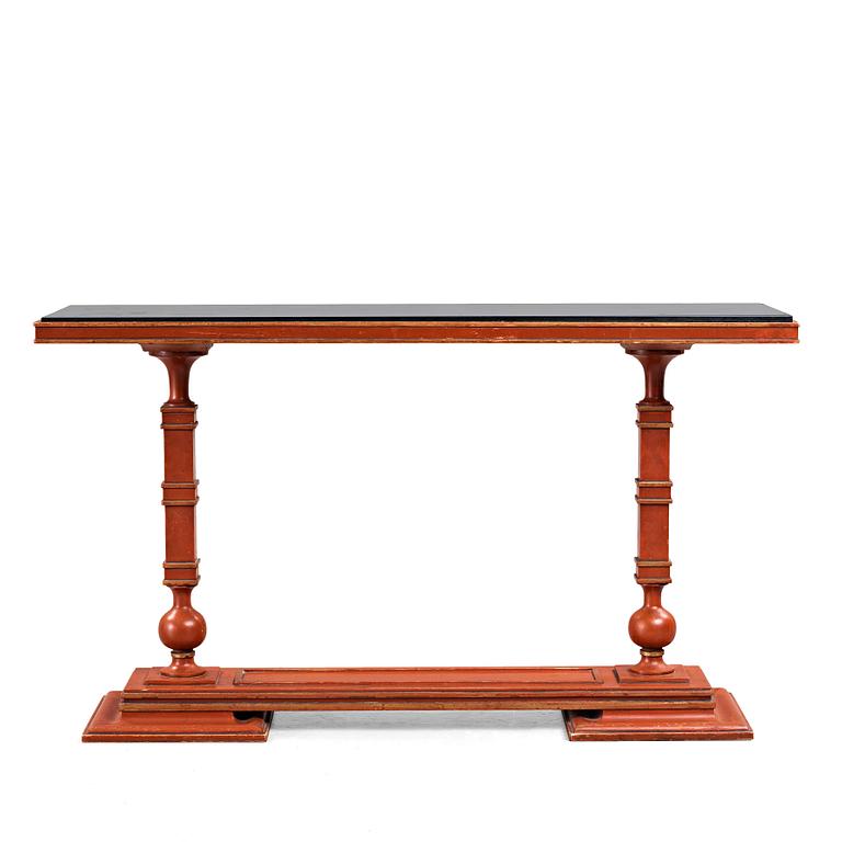 Axel Einar Hjorth, an 'Åbo' console table carved and lacquered in Chinese red , Nordiska Kompaniet, Sweden 1930.