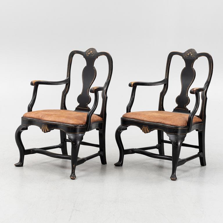 A pair of Rococo style armchairs. first half of the 20th Century.