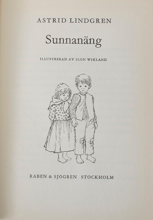 Two books by Astrid Lindgren with dedications from the author.