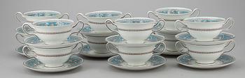 SERVIS, 57 delar porslin, "Florentine Turquoise" Wedgwood, England 1900-talets senare hälft.