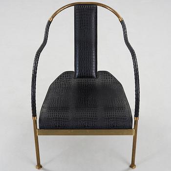 Mats Theselius, an 'El Rey' brass brass and leather easy chair, Värnamo, Sweden 1999.