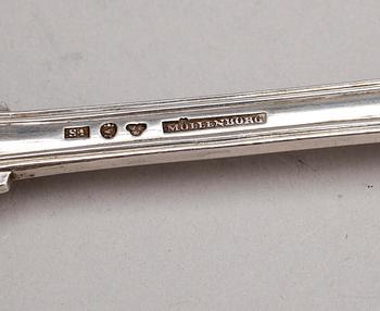 RESEBSTICK, 3 delar, silver, snäckmodell, Gustaf Möllenborg, Stockholm, 1848. Vikt ca 263 g.